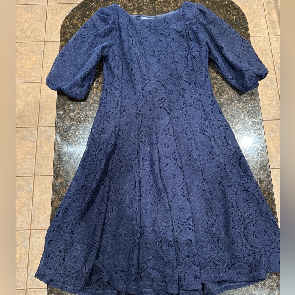 Elegant Blue Lace Dress